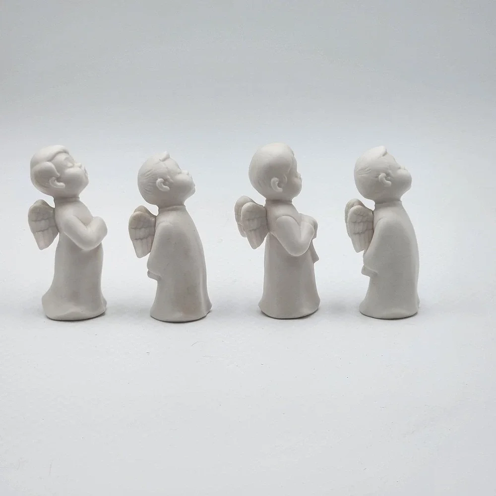 Vintage Schmid Bros Japan Bisque Porcelain Singing Angel Figurines Set‎ of 4